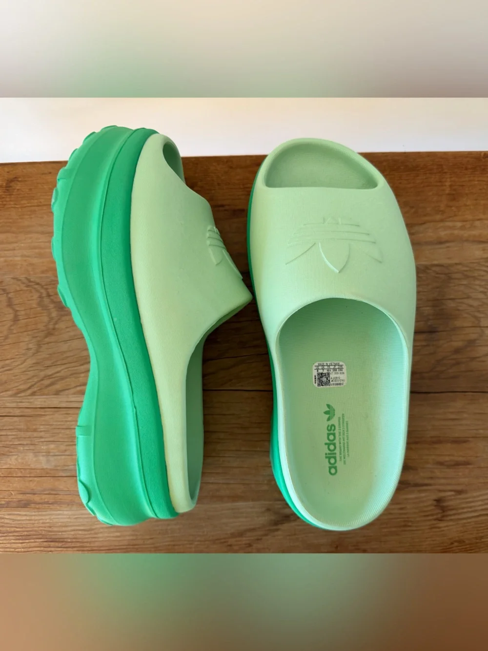 Adidas Adifoam Stan Smith Slides Energy Green Chunky Sandals Platform Women’s 8 - Picture 6 of 8